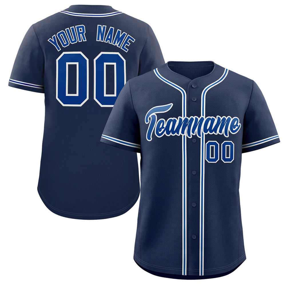 Custom Navy Royal-Gray Classic Style Authentic Baseball Jersey