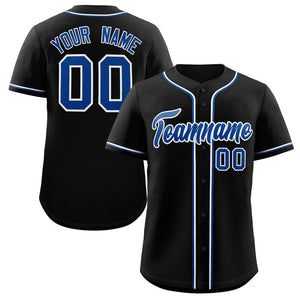 Custom Black Royal-White Classic Style Authentic Baseball Jersey