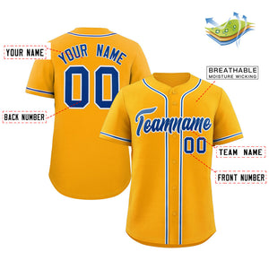 Custom Yellow Royal-White Classic Style Authentic Baseball Jersey