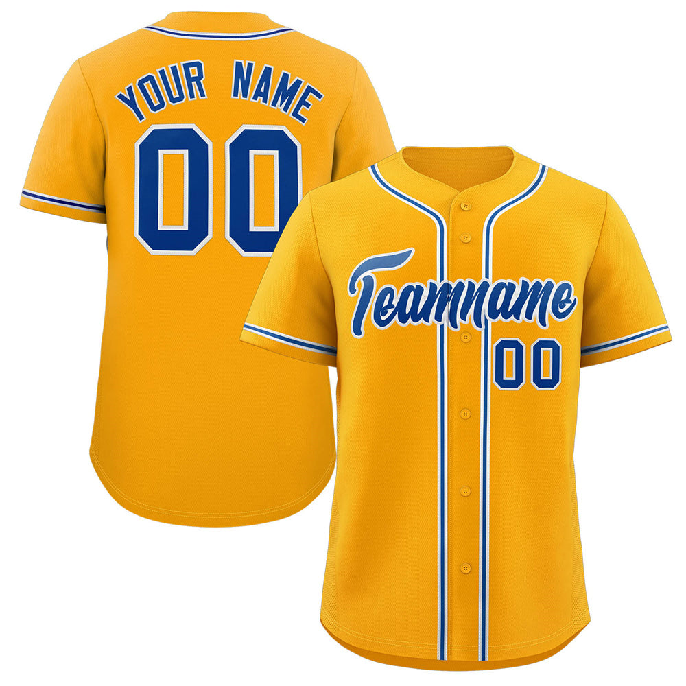 Custom Yellow Royal-White Classic Style Authentic Baseball Jersey