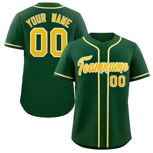 Custom Green Gold-White Classic Style Authentic Baseball Jersey