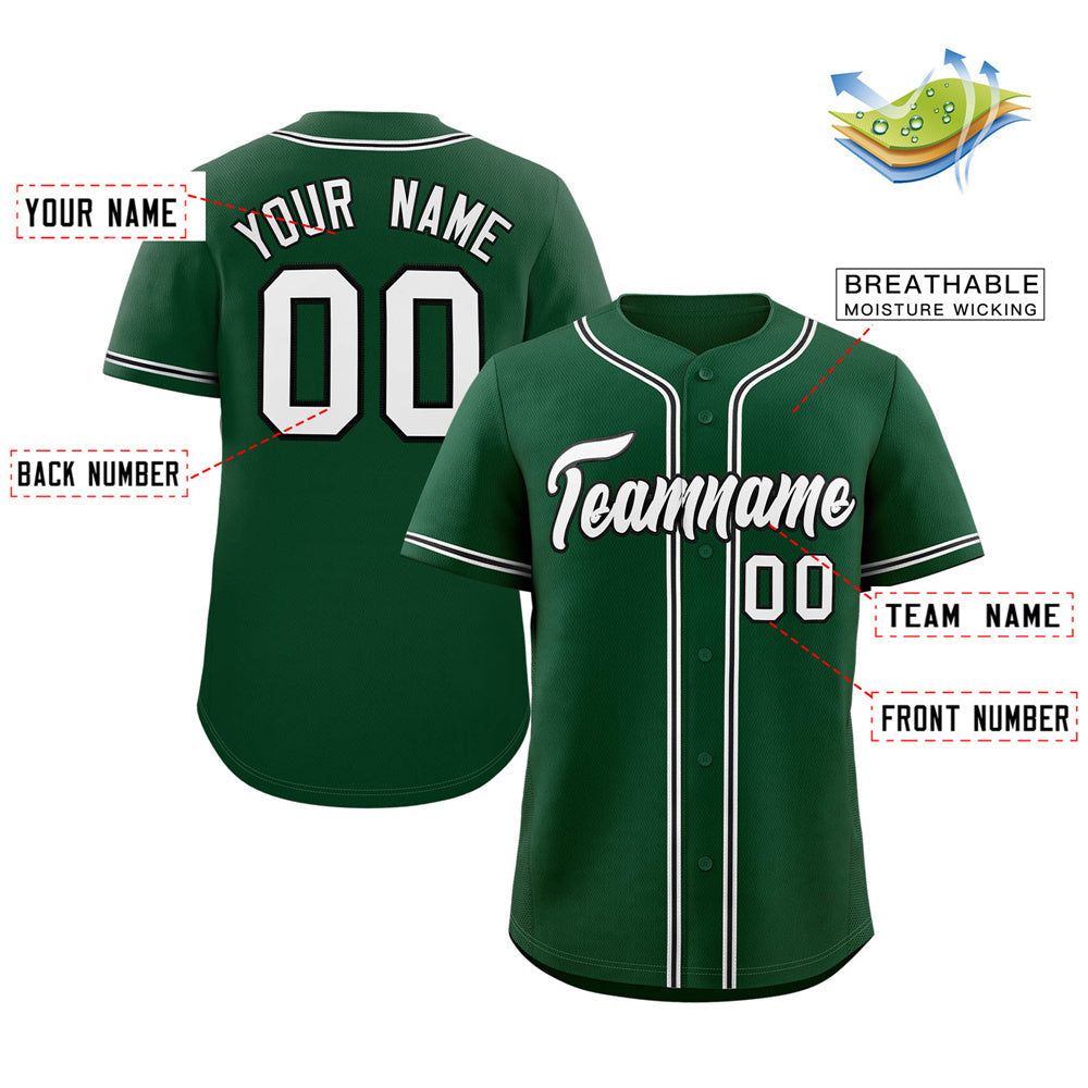 Maillot de baseball authentique de style classique vert blanc-noir personnalisé