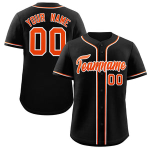 Maillot de baseball authentique de style classique noir orange-blanc personnalisé