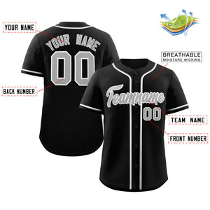 Custom Black Gray-White Classic Style Authentic Baseball Jersey