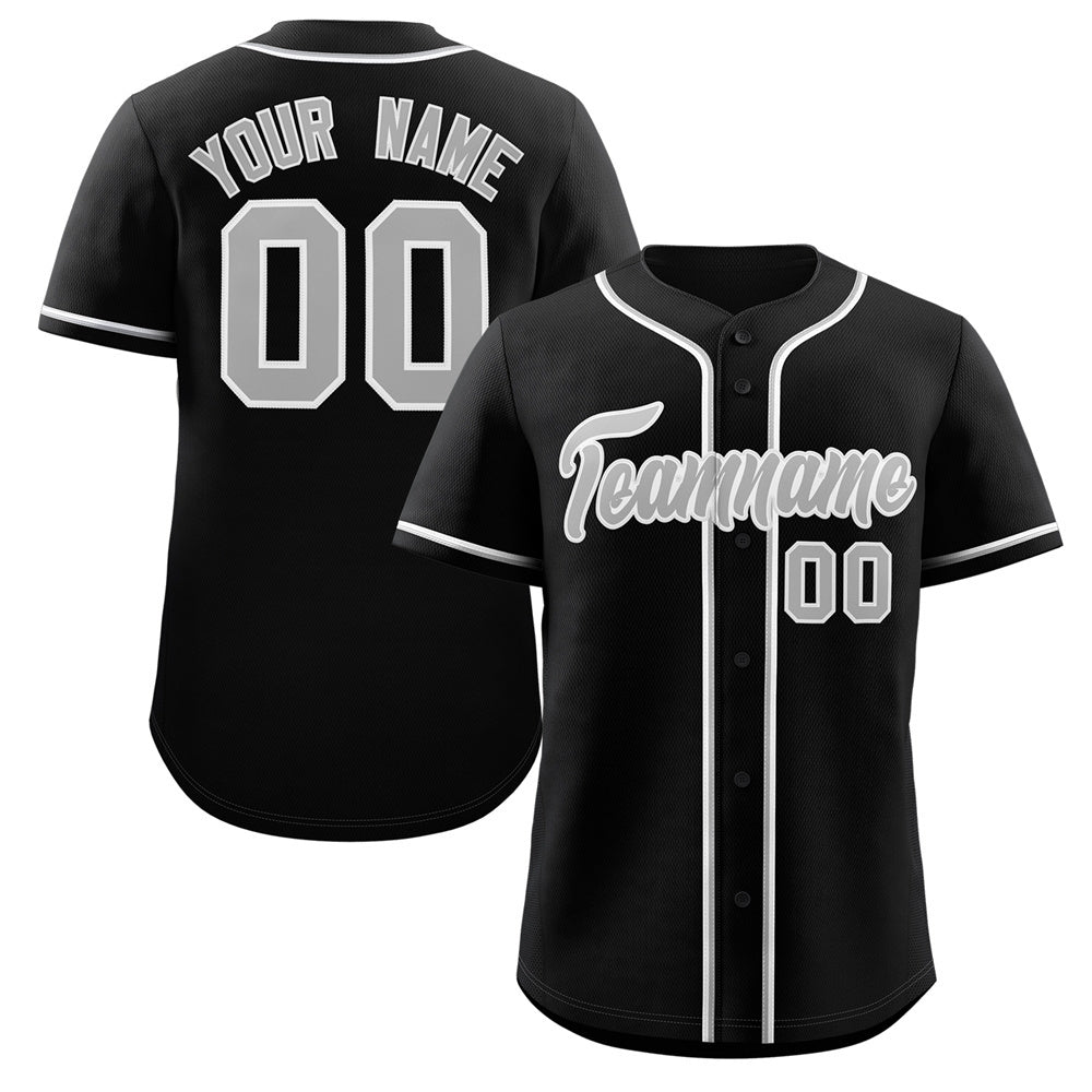 Custom Black Gray-White Classic Style Authentic Baseball Jersey