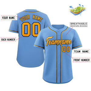 Custom Light Blue Yellow-Navy Classic Style Authentic Baseball Jersey