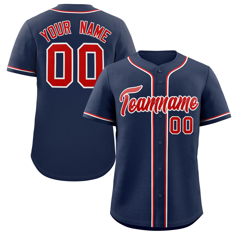 Custom Navy Red-White Classic Style Authentic Baseball Jersey