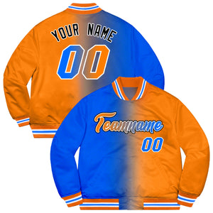 Custom Orange Panther Blue-Black Two Tone Gradient Fashion Varsity Jacket for Teams