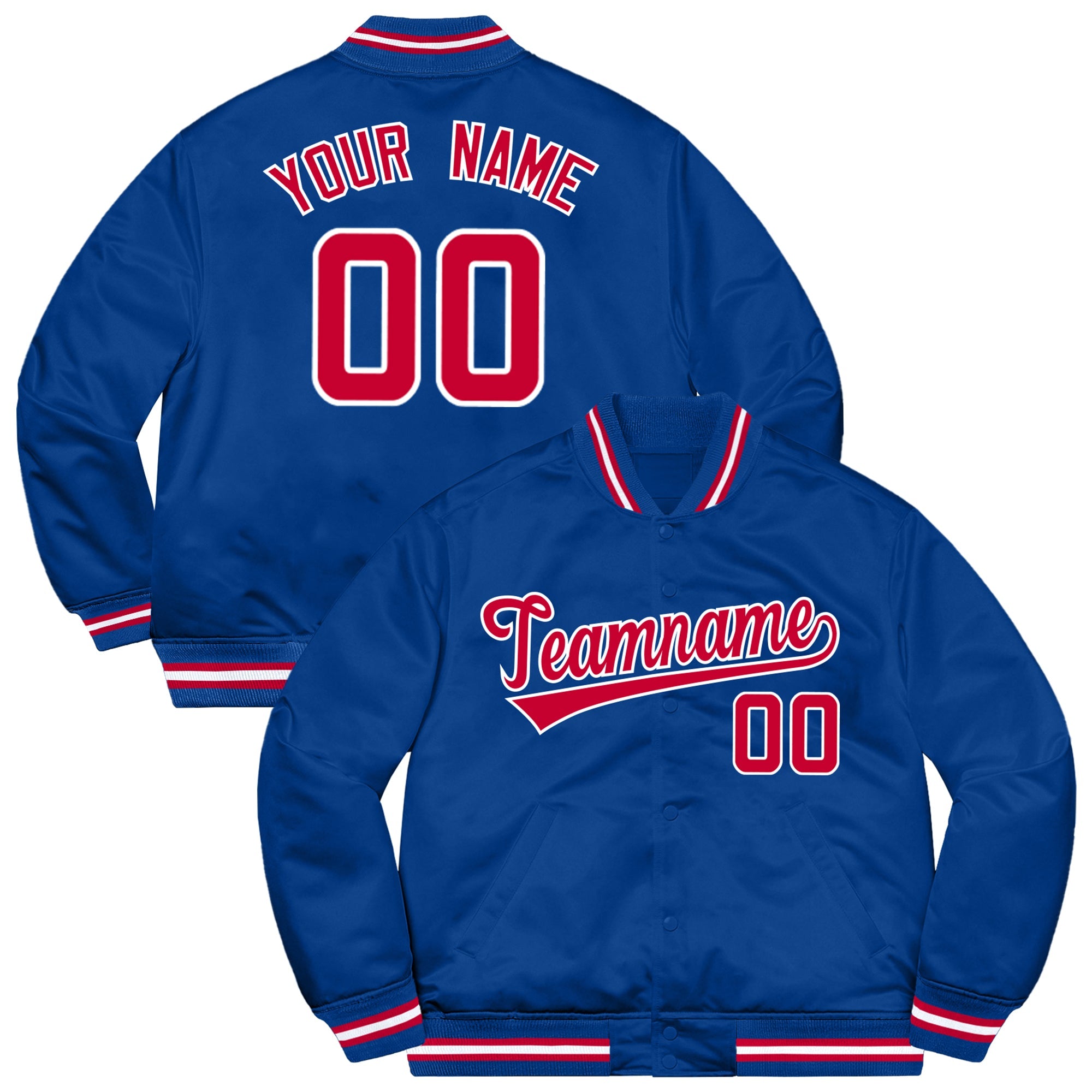 Custom Royal Red-White Letterman Solider Style classique Varsity Full-Snap Jacket