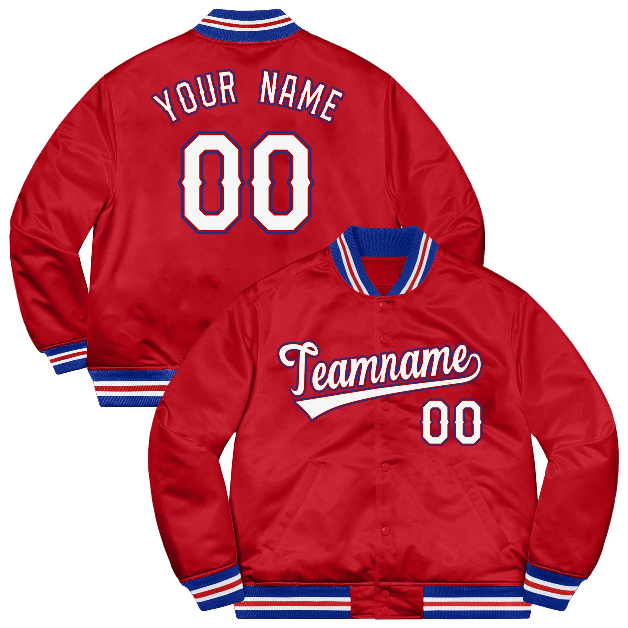 Custom Red White-Royal Letterman Solider Classic Style Varsity Full-Snap Jacket