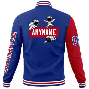 Custom Royal Red Two Tone Split Fashion Varsity Letterman Jacket with Raglan Sleeves