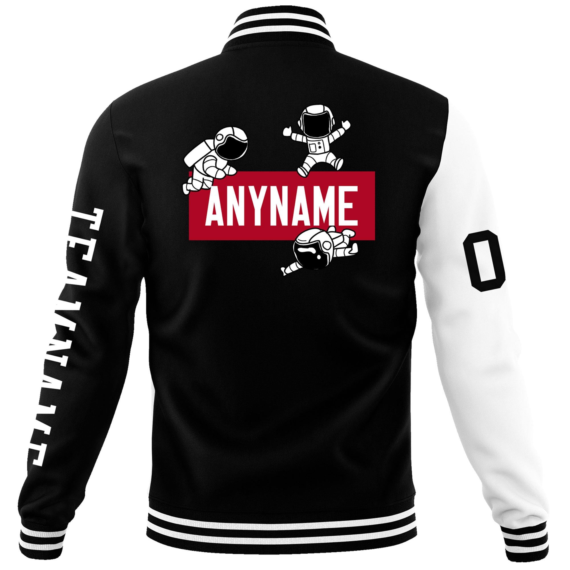 Custom Black White Two Tone Split Fashion Varsity Letterman Jacket with Raglan Sleeves