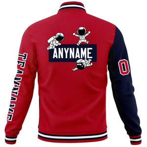 Custom Red Navy Two Tone Split Fashion Varsity Letterman Jacket with Raglan Sleeves