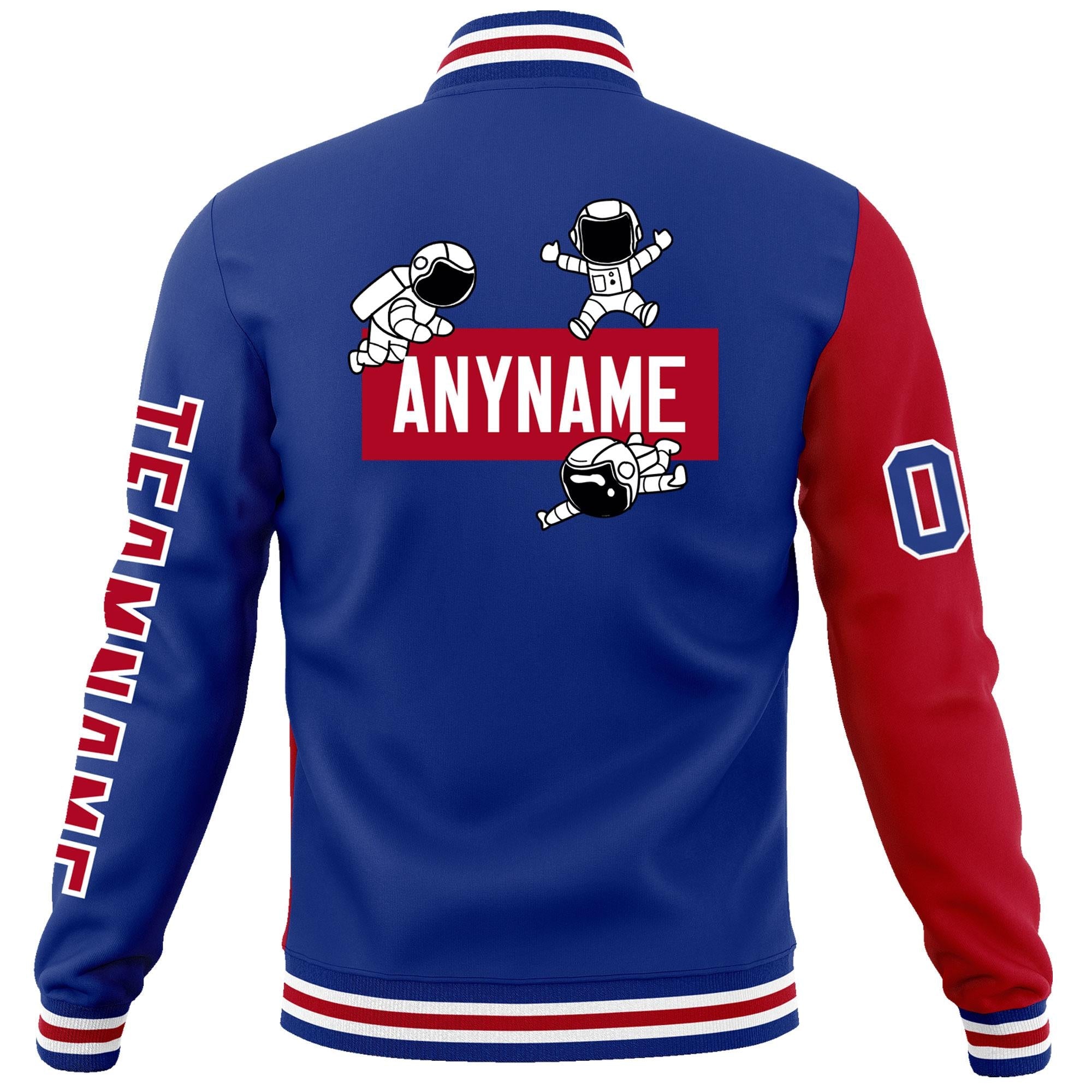 Custom Royal Red Two Tone Split Fashion Varsity Letterman Jacket with Raglan Sleeves