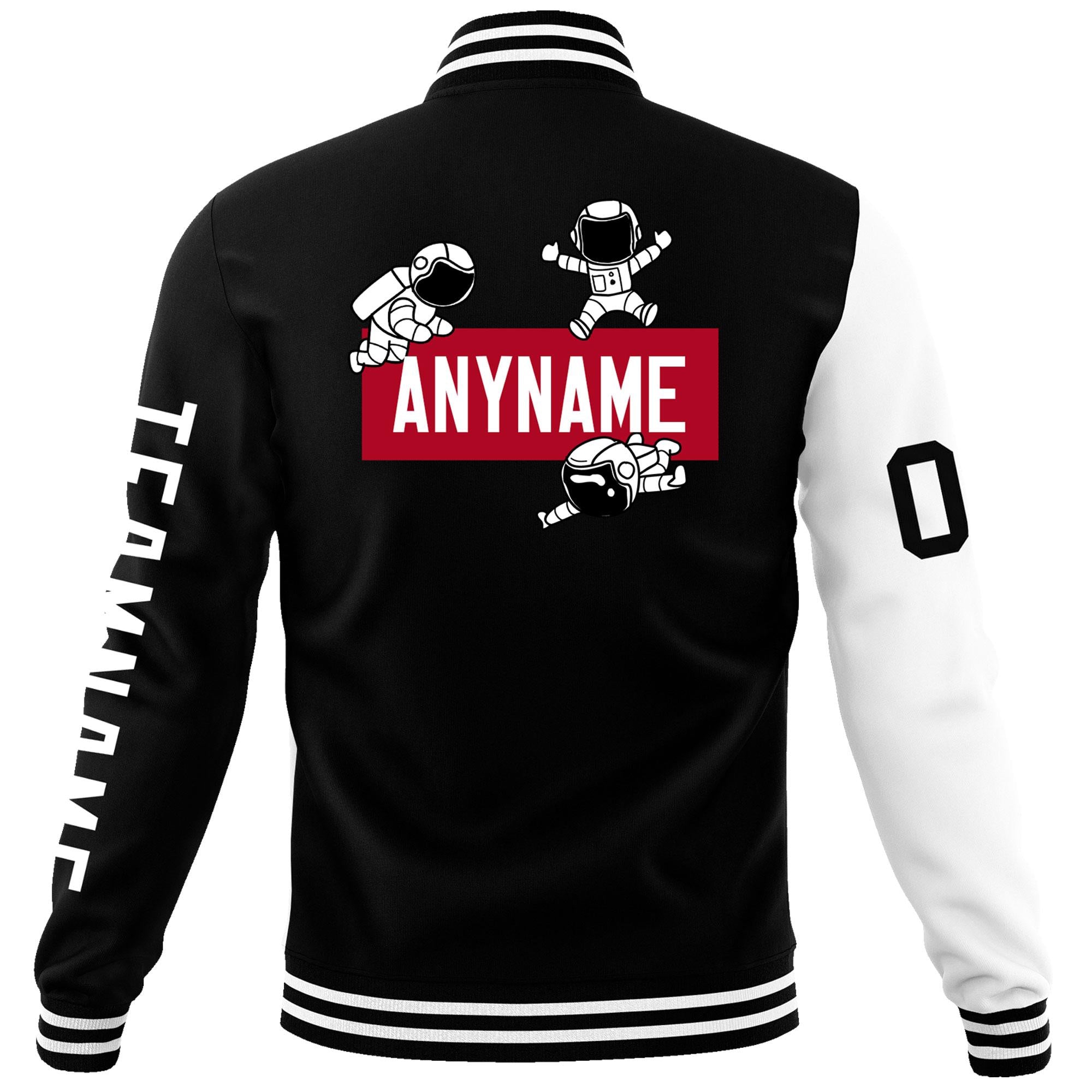 Custom Black White Two Tone Split Fashion Varsity Letterman Jacket with Raglan Sleeves