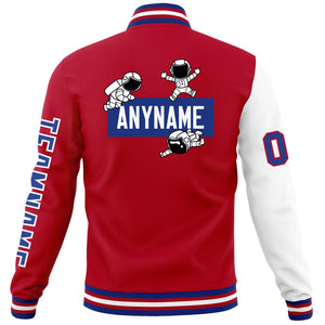 Custom Red White Two Tone Split Fashion Varsity Letterman Jacket with Raglan Sleeves