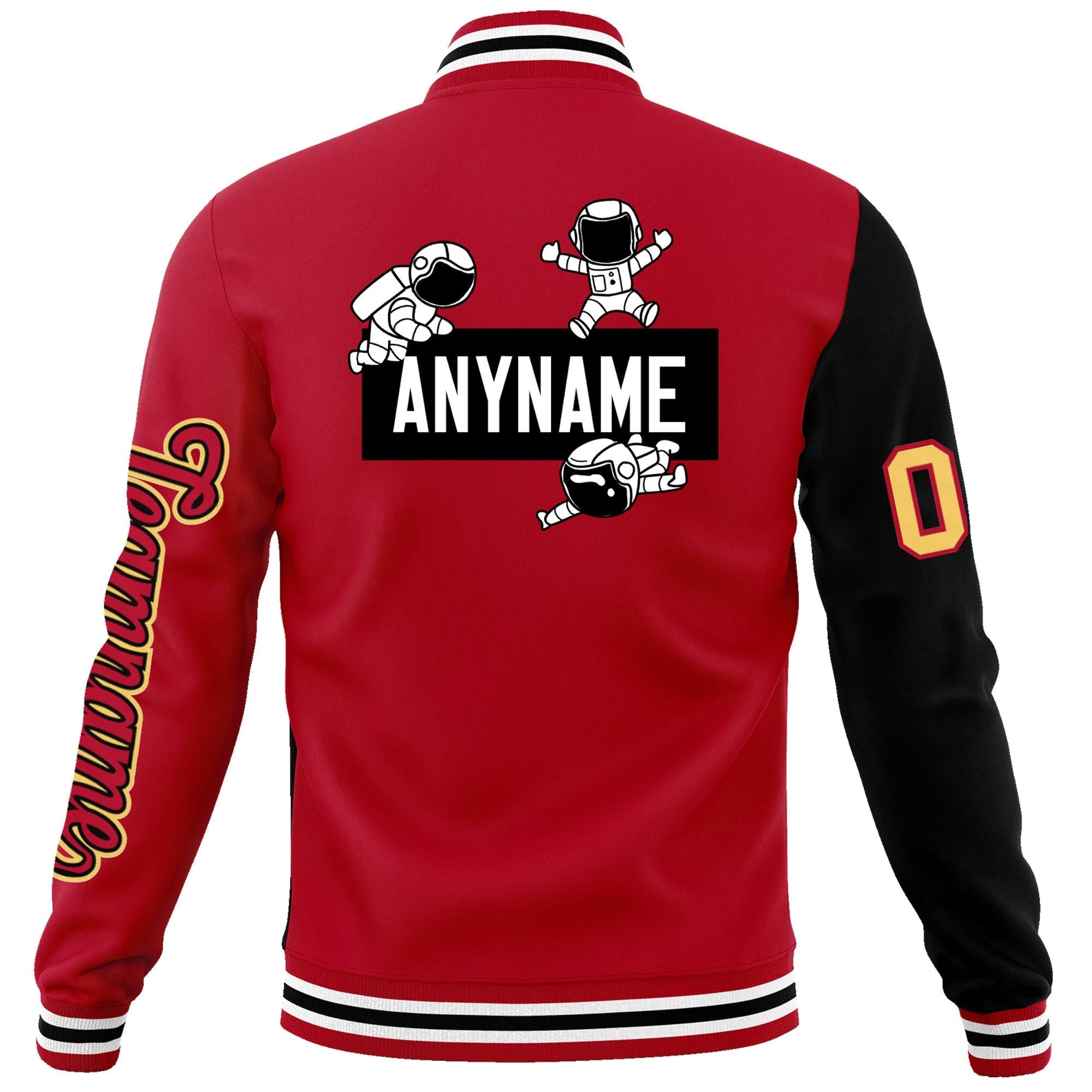 Custom Red Black Two Tone Split Fashion Varsity Letterman Jacket with Raglan Sleeves