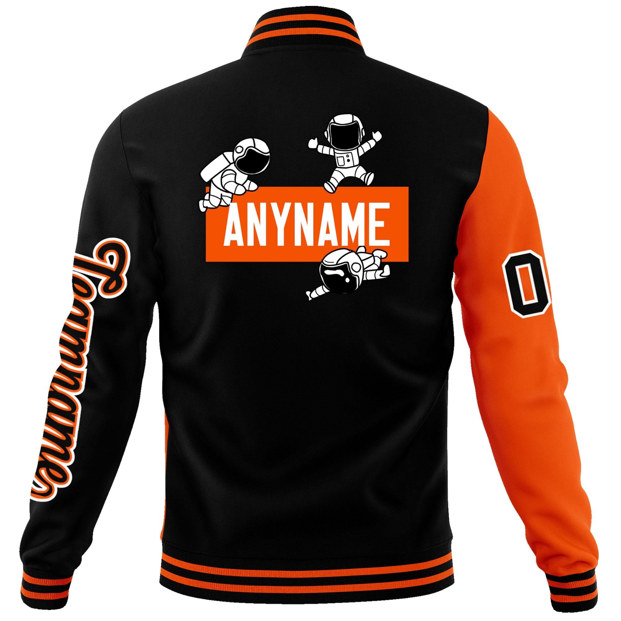 Custom Black Orange Two Tone Split Fashion Varsity Letterman Jacket with Raglan Sleeves