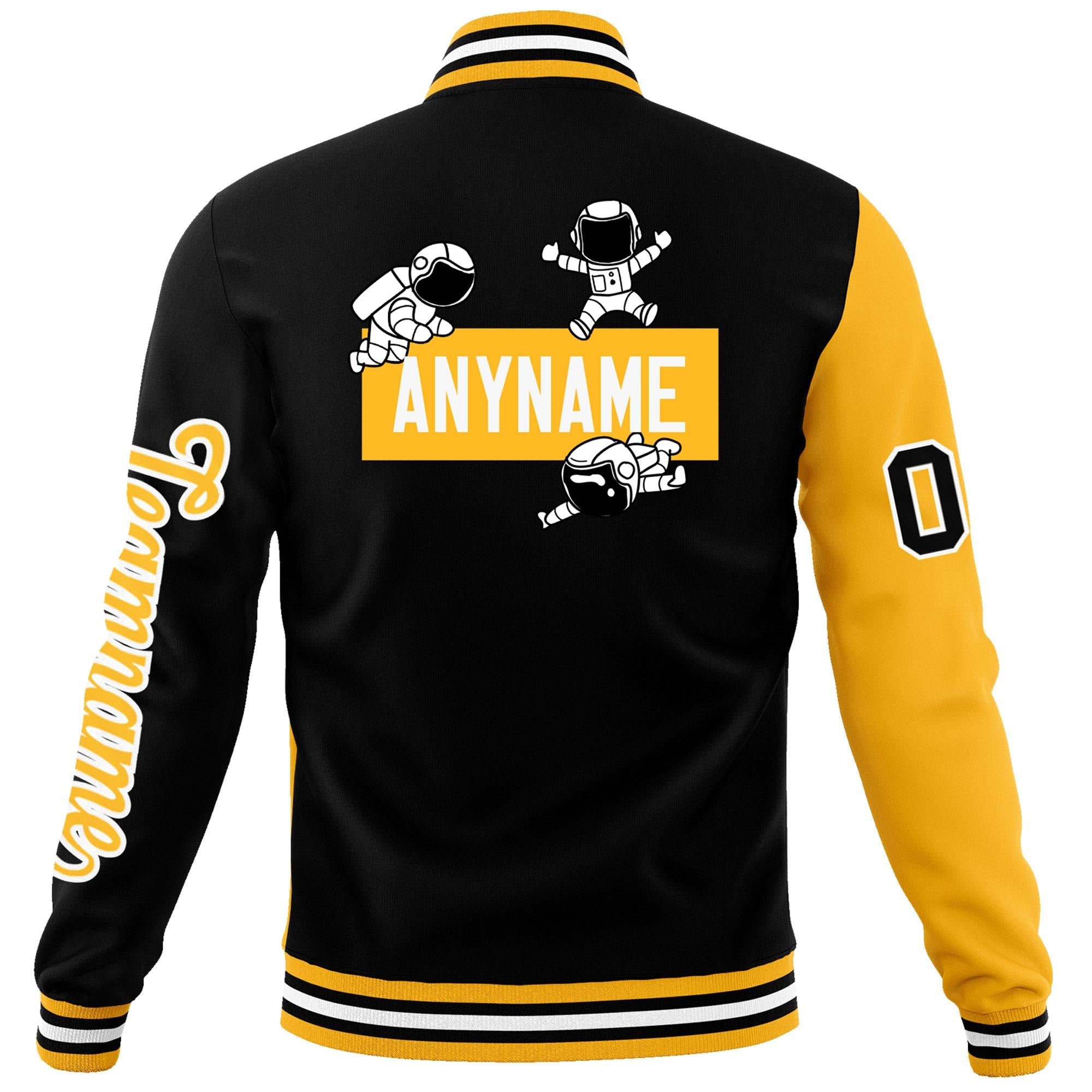 Custom Black Gold Two Tone Split Fashion Varsity Letterman Jacket with Raglan Sleeves