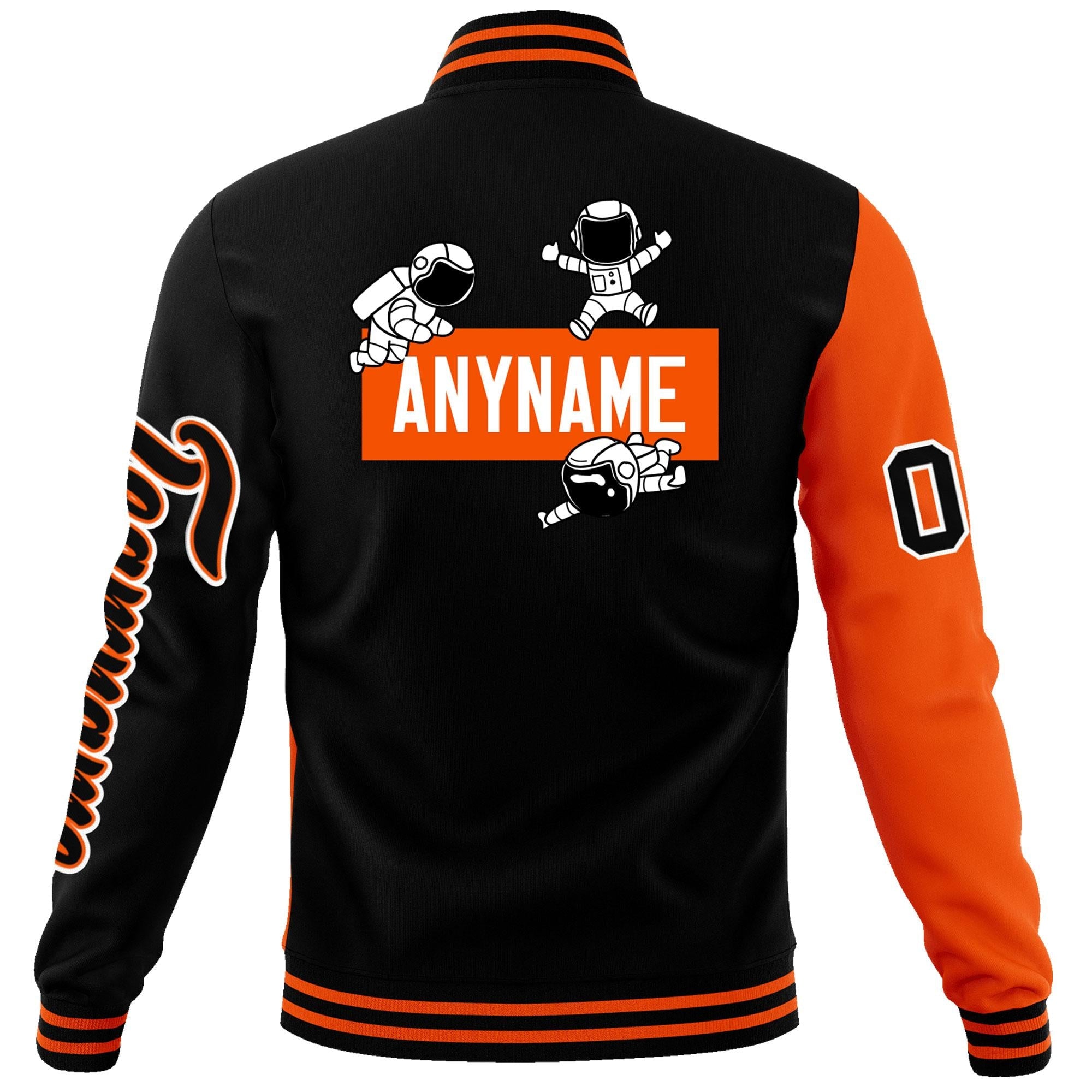 Custom Black Orange Two Tone Split Fashion Varsity Letterman Jacket with Raglan Sleeves