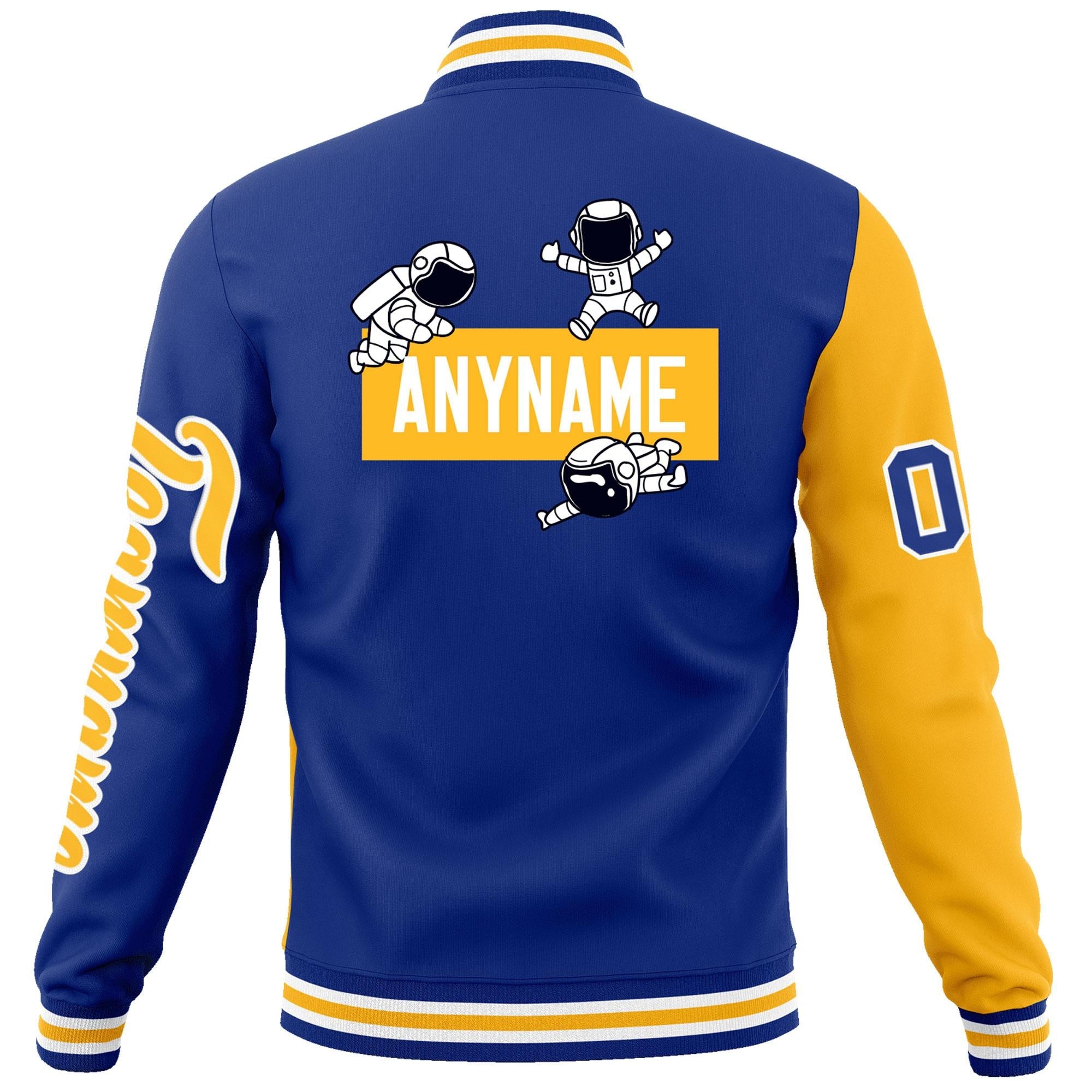 Custom Royal Gold Two Tone Split Fashion Varsity Letterman Jacket with Raglan Sleeves