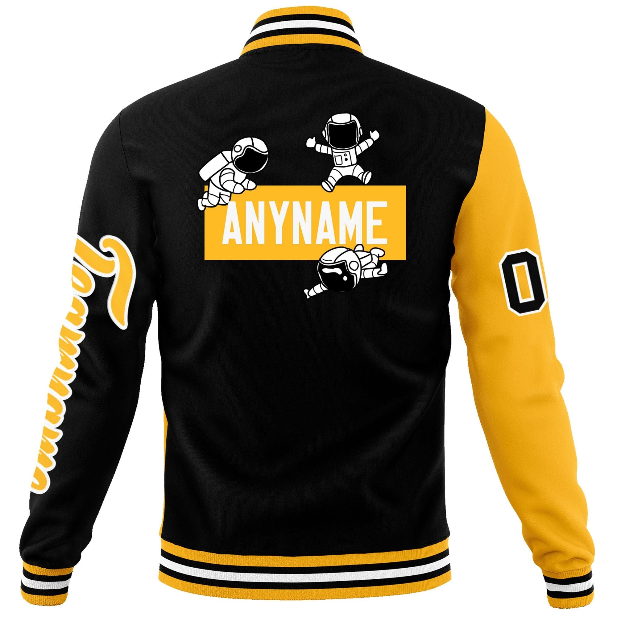 Custom Black Gold Two Tone Split Fashion Varsity Letterman Jacket with Raglan Sleeves