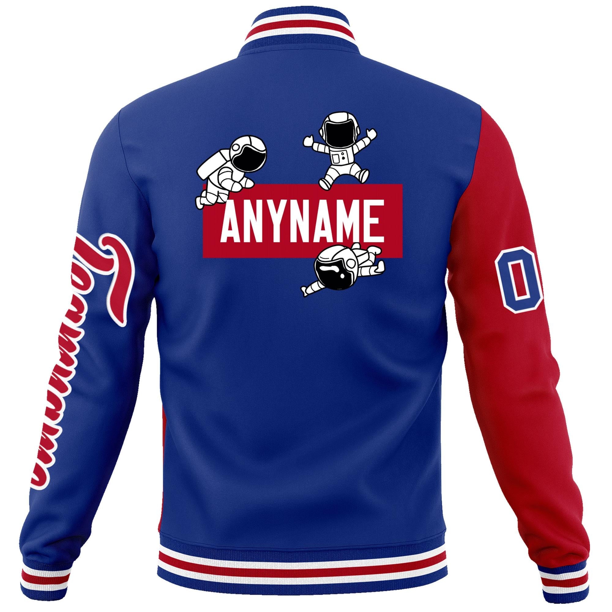 Custom Royal Red Two Tone Split Fashion Varsity Letterman Jacket with Raglan Sleeves