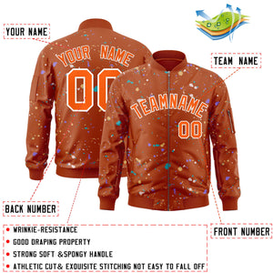 Custom Orange White Varsity Full-Zip Splash Graffiti Pattern Letterman Jacket