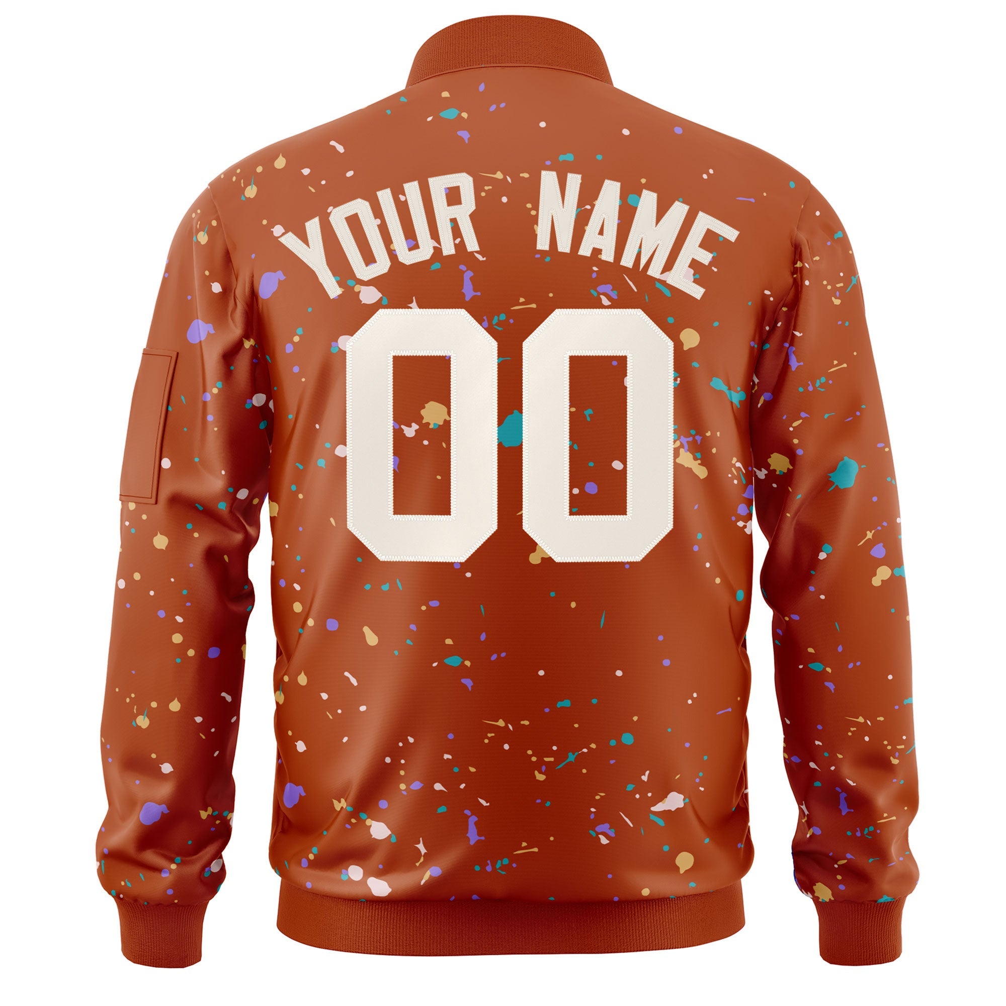 Custom Orange Cream Varsity Full-Zip Splash Graffiti Pattern Letterman Jacket