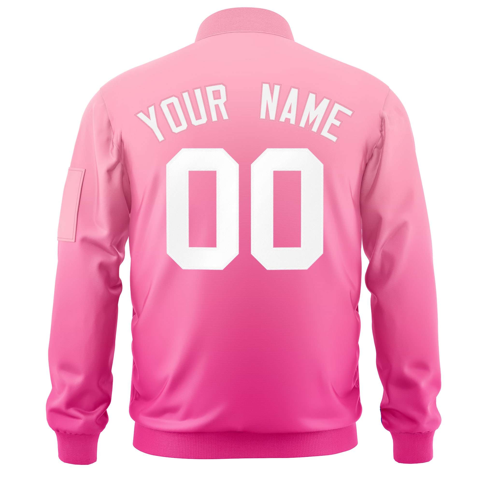 Custom Pink White Varsity Full-Zip Gradient Fashion Letterman Bomber Jacket