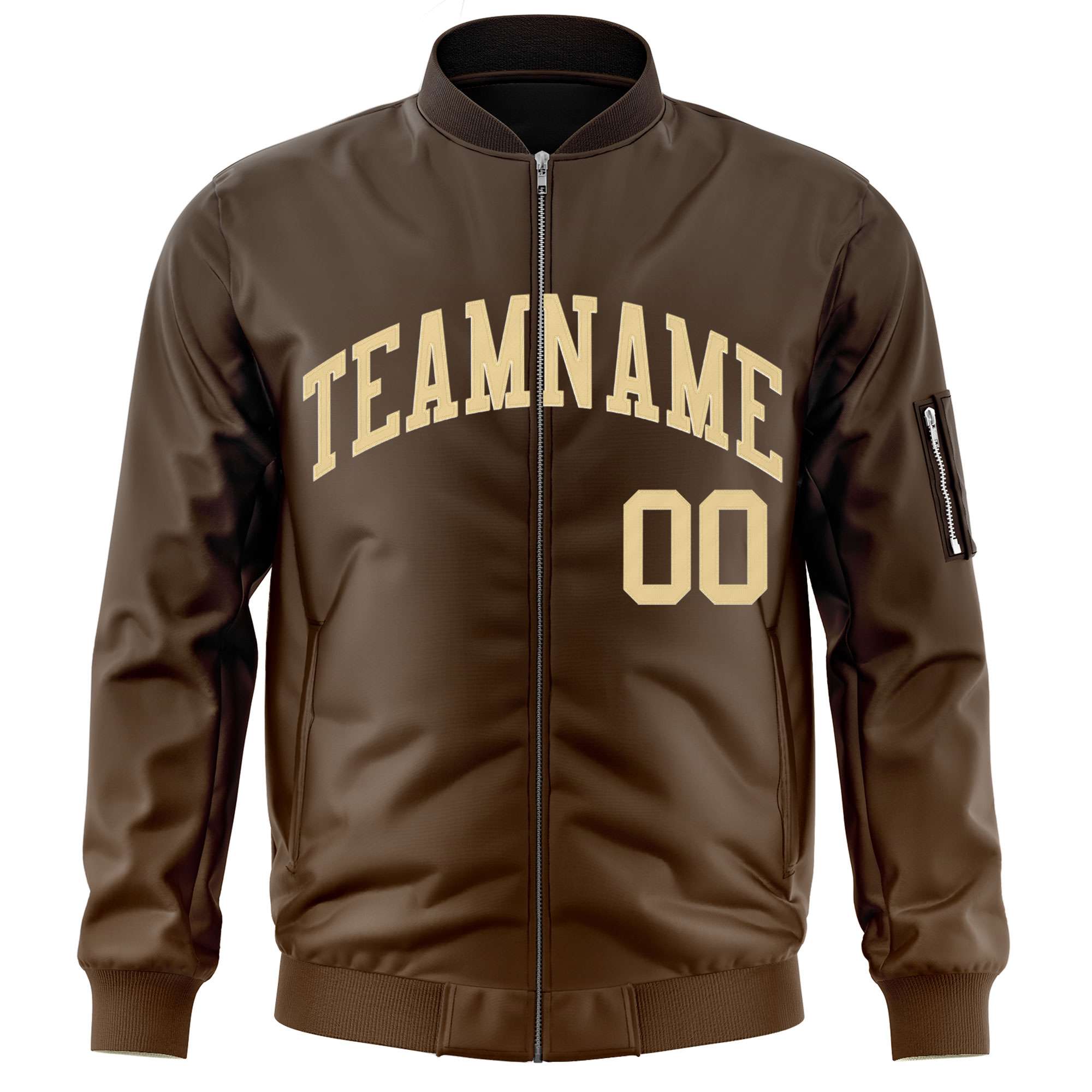 Custom Brown Khaki Varsity Full-Zip Gradient Fashion Letterman Bomber Jacket