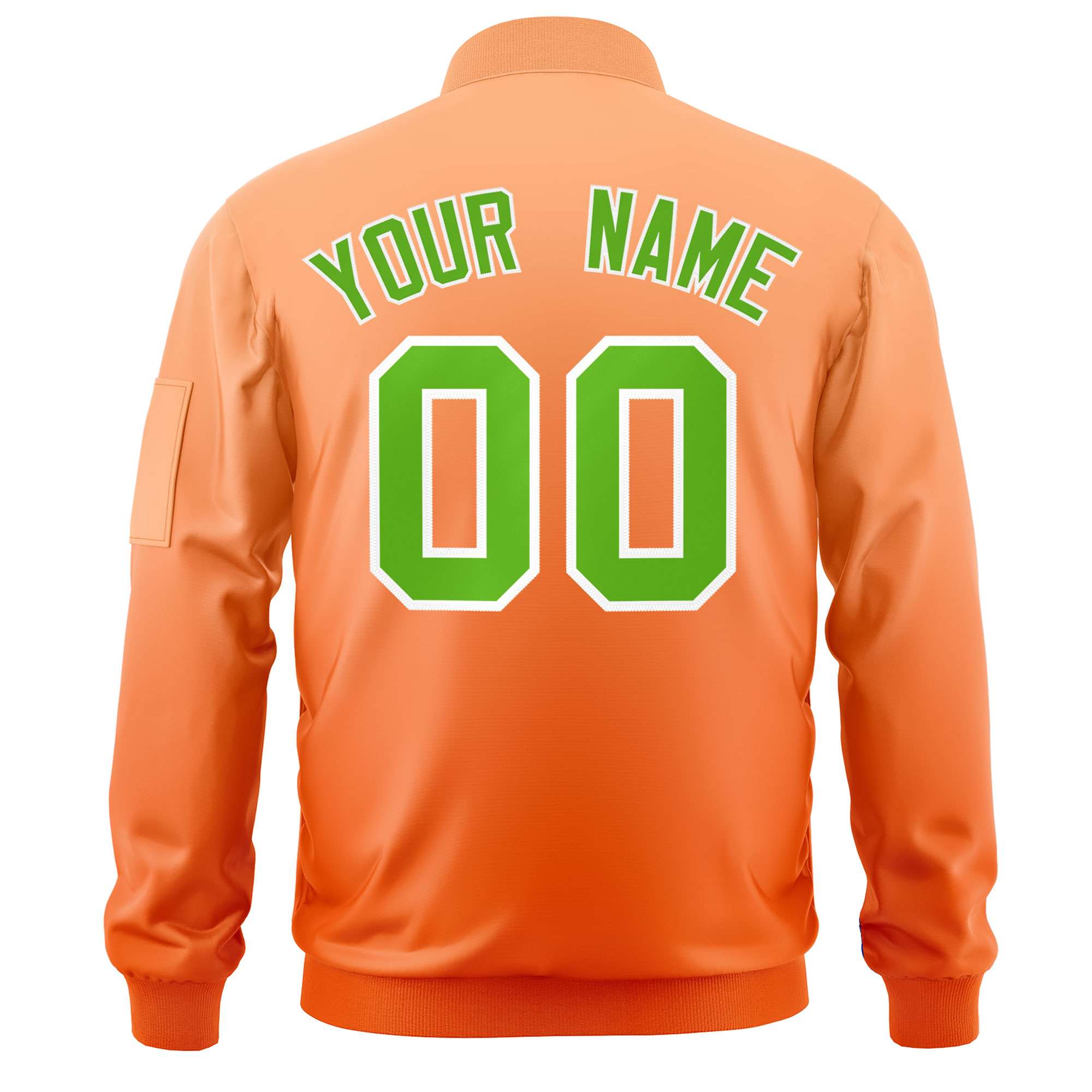 Custom Orange Green Varsity Full-Zip Gradient Fashion Letterman Bomber Jacket