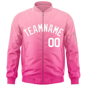 Custom Pink White Varsity Full-Zip Gradient Fashion Letterman Bomber Jacket