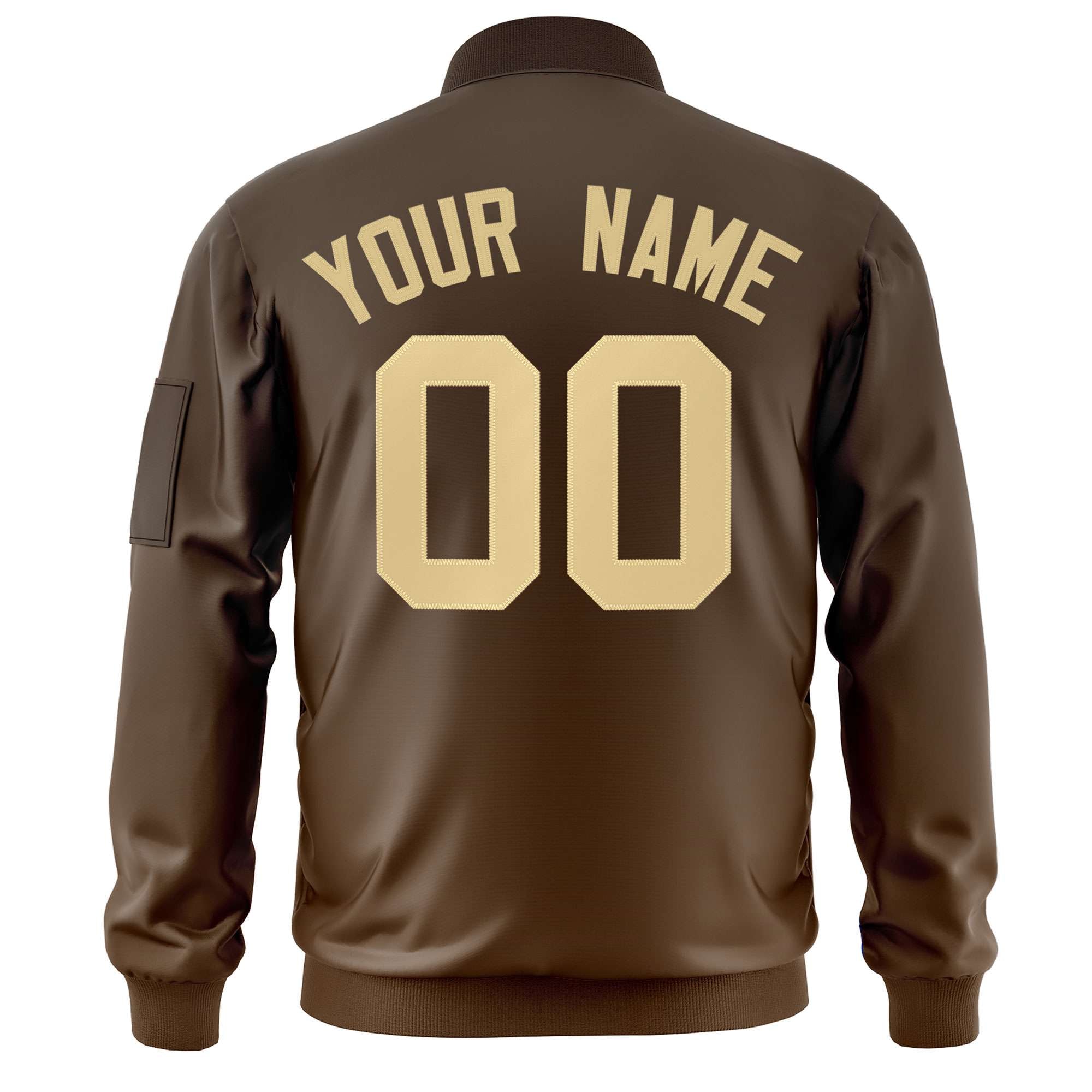 Custom Brown Khaki Varsity Full-Zip Gradient Fashion Letterman Bomber Jacket