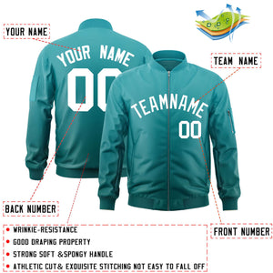 Custom Aqua White Varsity Full-Zip Gradient Fashion Letterman Bomber Jacket