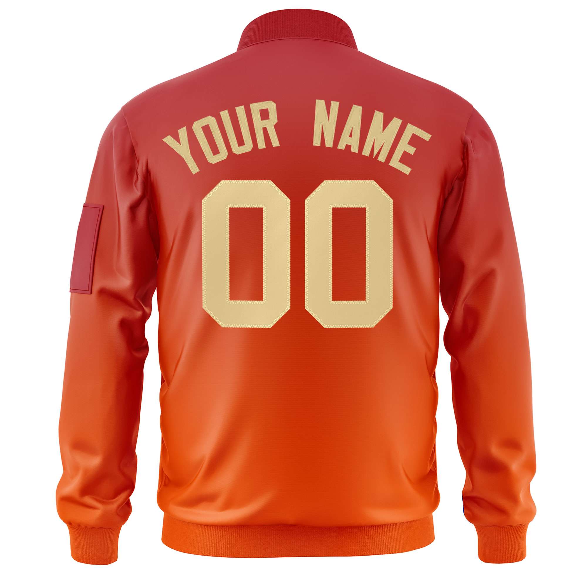 Custom Red Orange-Khaki Varsity Full-Zip Gradient Fashion Letterman Bomber Jacket