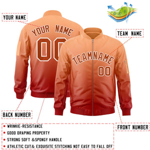 Custom Orange Red Varsity Full-Zip Gradient Fashion Letterman Bomber Jacket