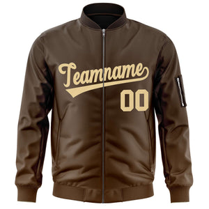 Custom Brown Khaki Varsity Full-Zip Gradient Fashion Letterman Bomber Jacket