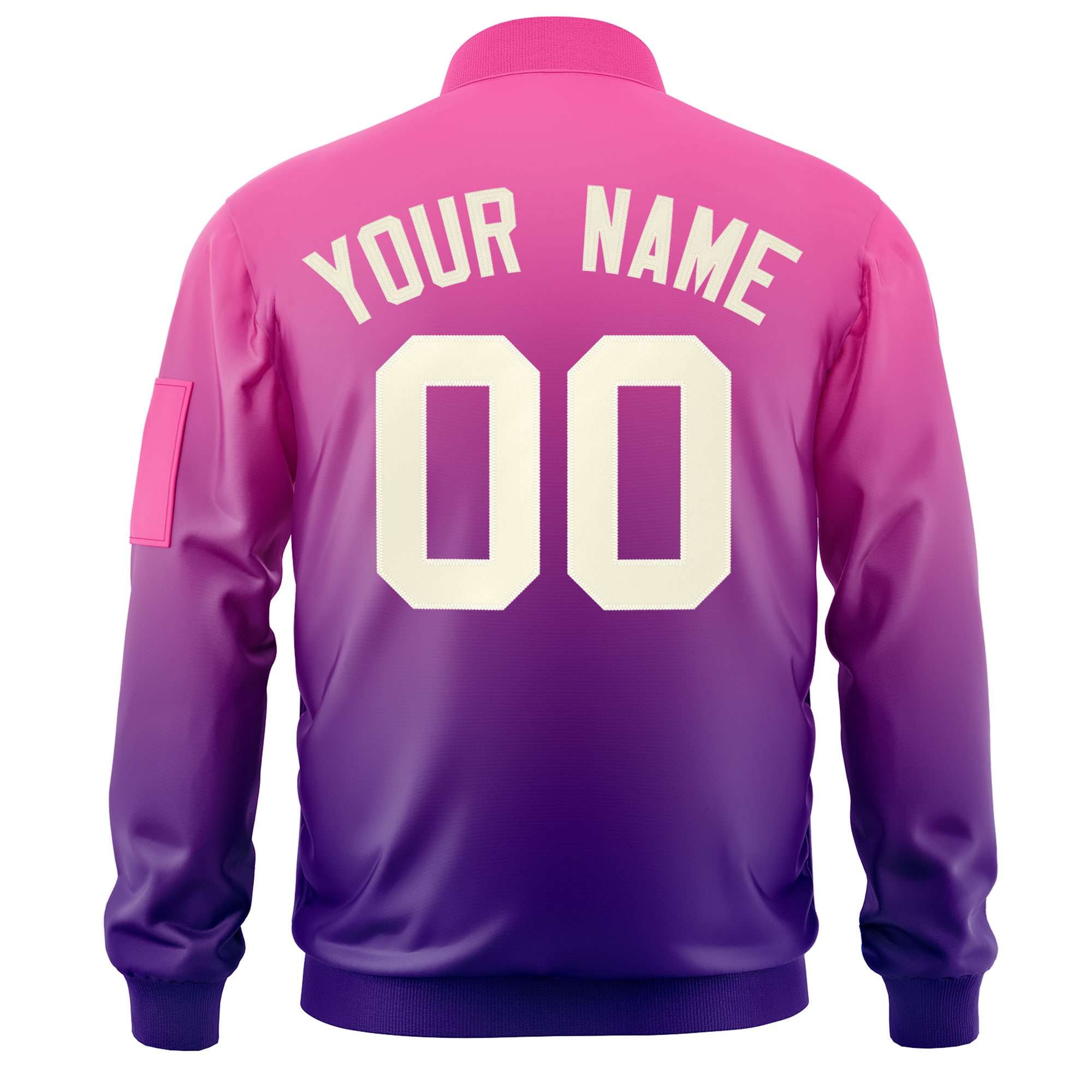 Custom Pink Purple-Cream Varsity Full-Zip Gradient Fashion Letterman Bomber Jacket