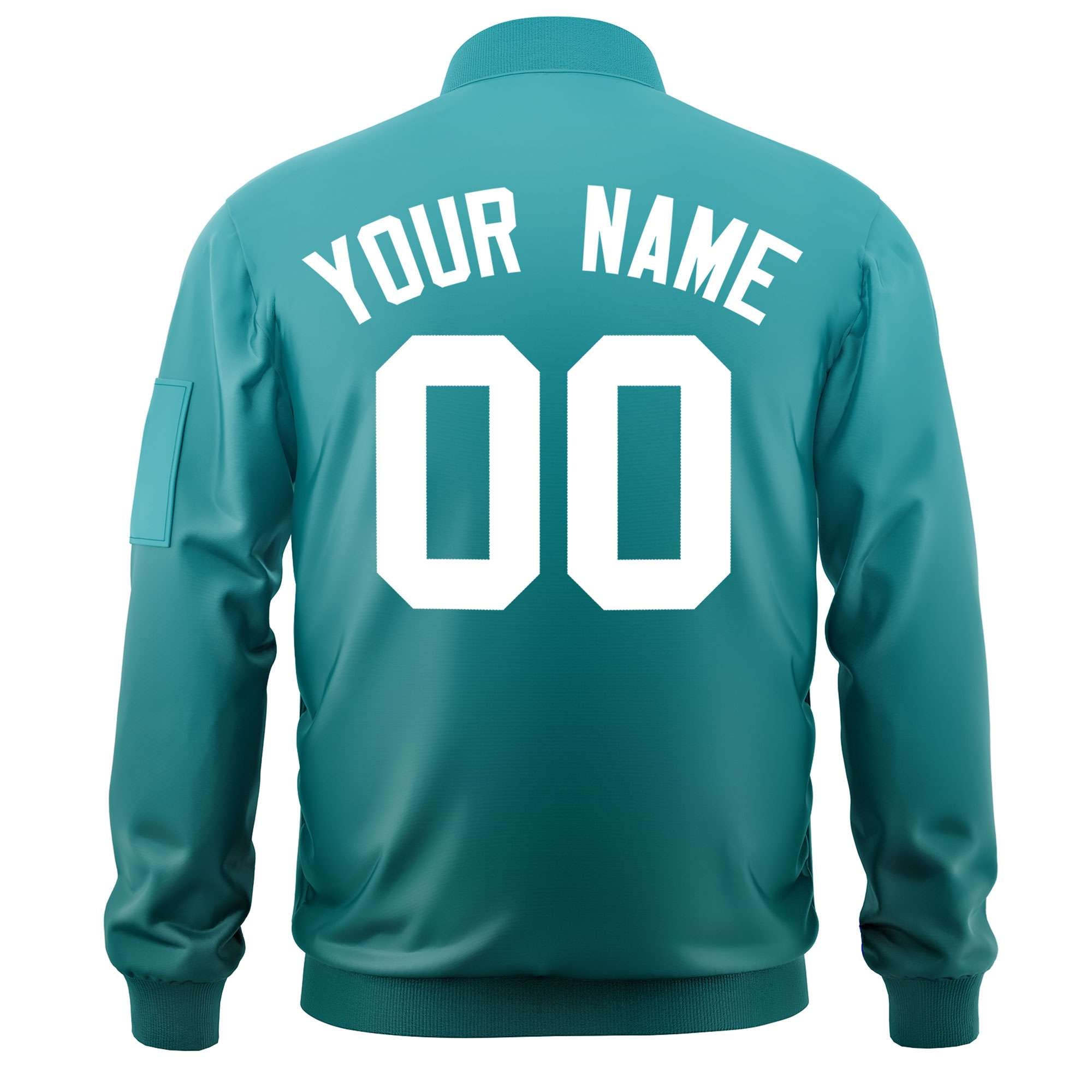 Custom Aqua White Varsity Full-Zip Gradient Fashion Letterman Bomber Jacket