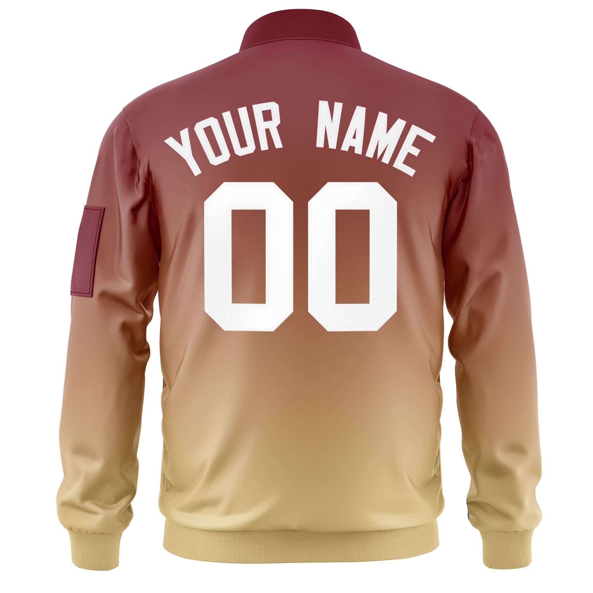 Custom Crimson Khaki-White Varsity Full-Zip Gradient Fashion Letterman Bomber Jacket