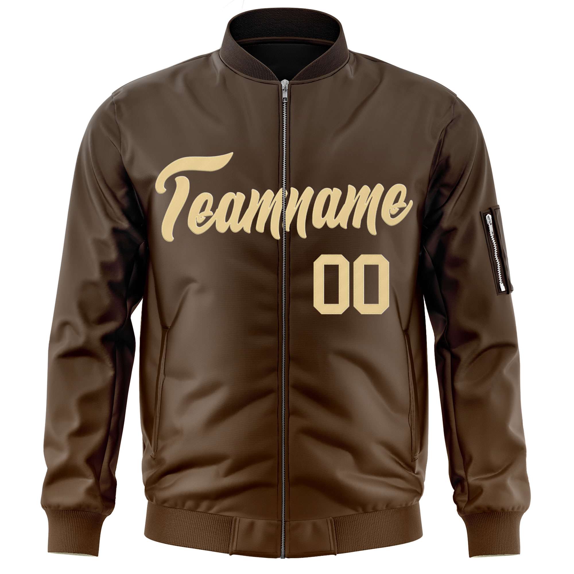 Custom Brown Khaki Varsity Full-Zip Gradient Fashion Letterman Bomber Jacket