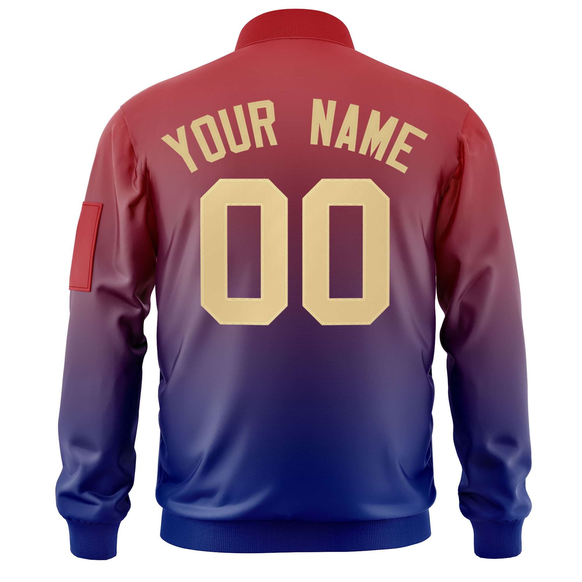 Custom Red Royal-Khaki Varsity Full-Zip Gradient Fashion Letterman Bomber Jacket