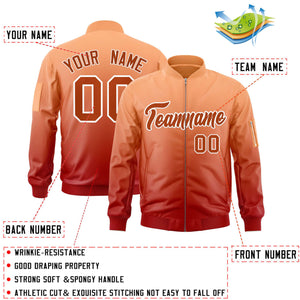 Custom Orange Red Varsity Full-Zip Gradient Fashion Letterman Bomber Jacket