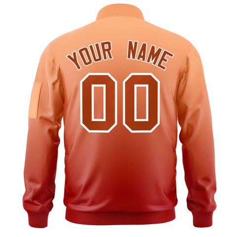 Custom Orange Red Varsity Full-Zip Gradient Fashion Letterman Bomber Jacket