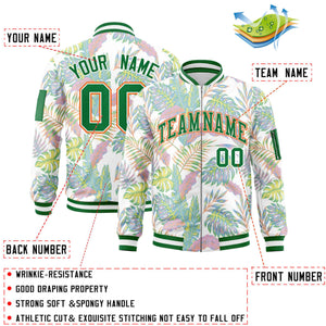 Custom Kelly Green  Varsity Full-Zip Hawaii Letterman Bomber Jacket