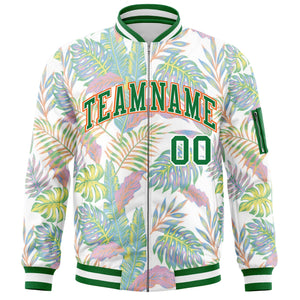 Custom Kelly Green  Varsity Full-Zip Hawaii Letterman Bomber Jacket