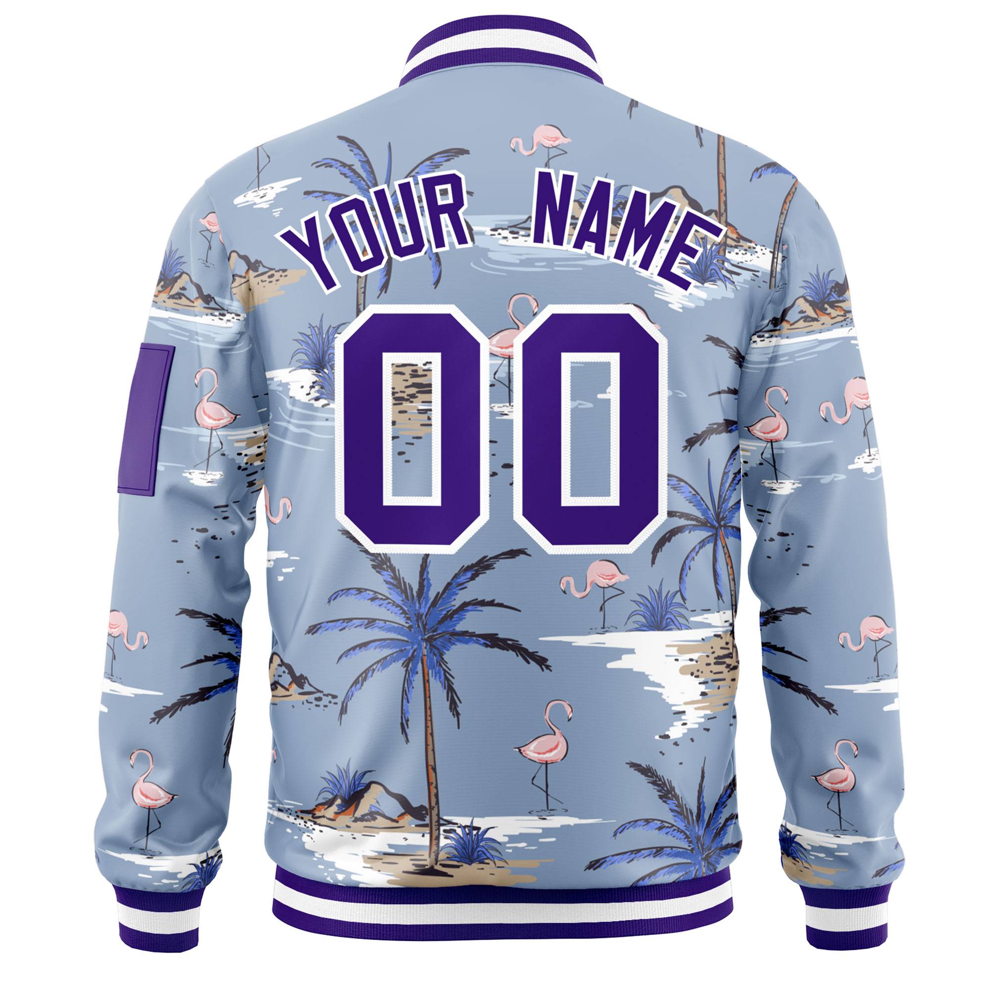 Custom Purple Varsity Full-Zip Hawaii Letterman Bomber Jacket