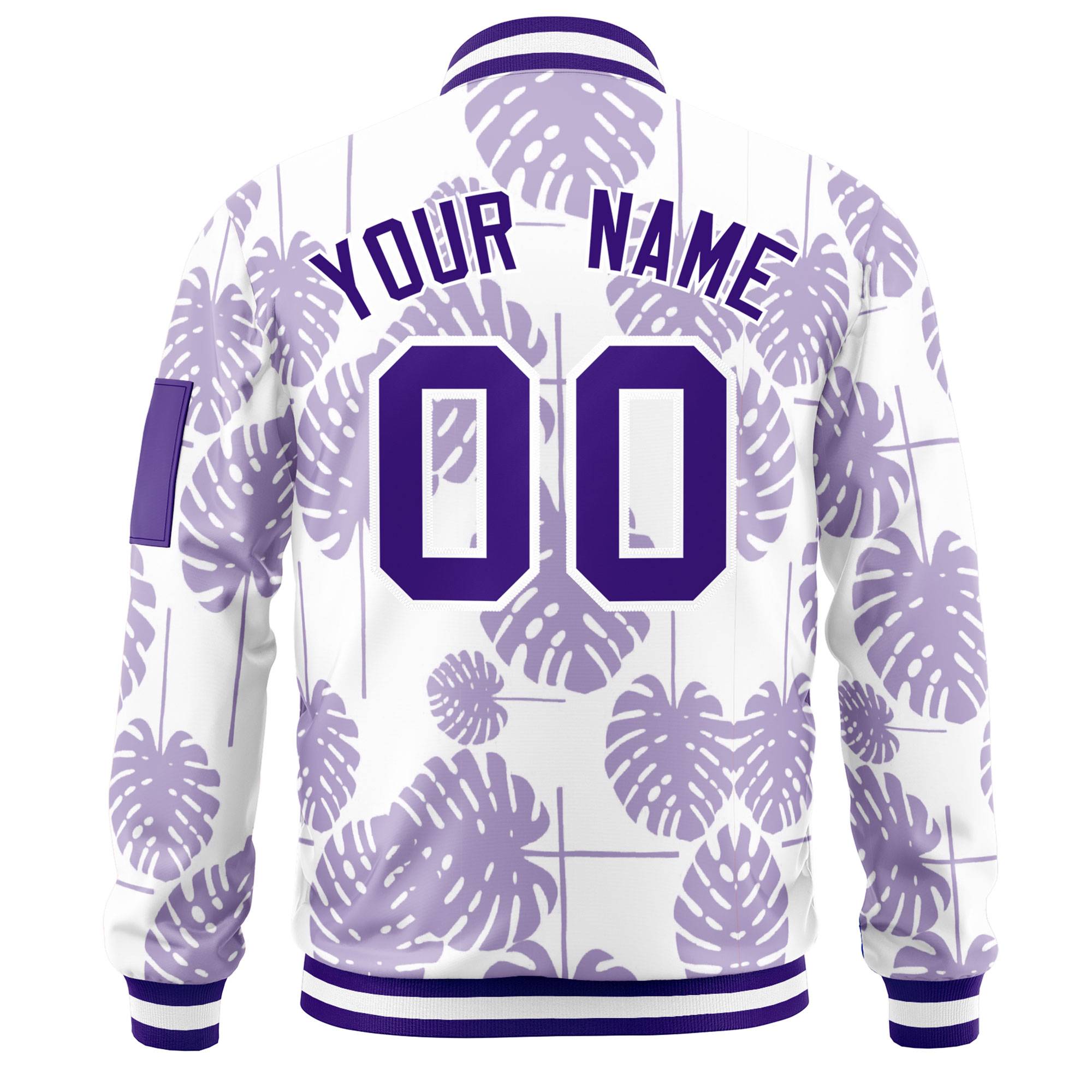 Custom Purple Varsity Full-Zip Hawaii Letterman Bomber Jacket