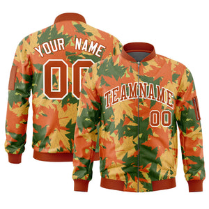 Custom Orange Varsity Full-Zip Hawaii Letterman Bomber Jacket